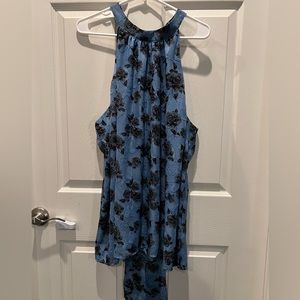 Clip Chiffon Mock Neck Halter
